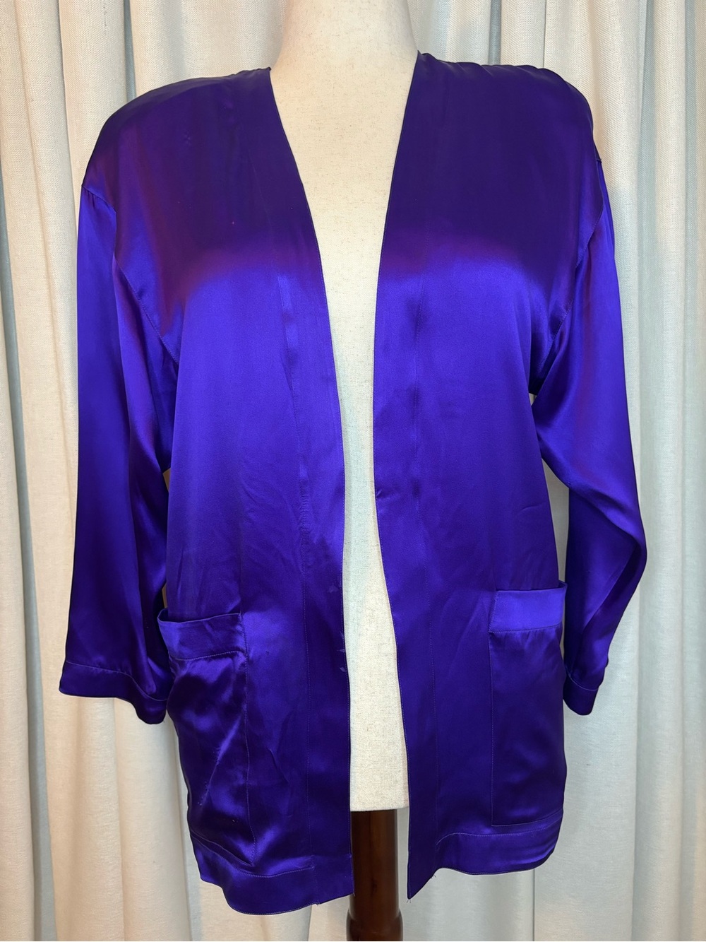 Silkland Purple 100% Silk kimono robe -small